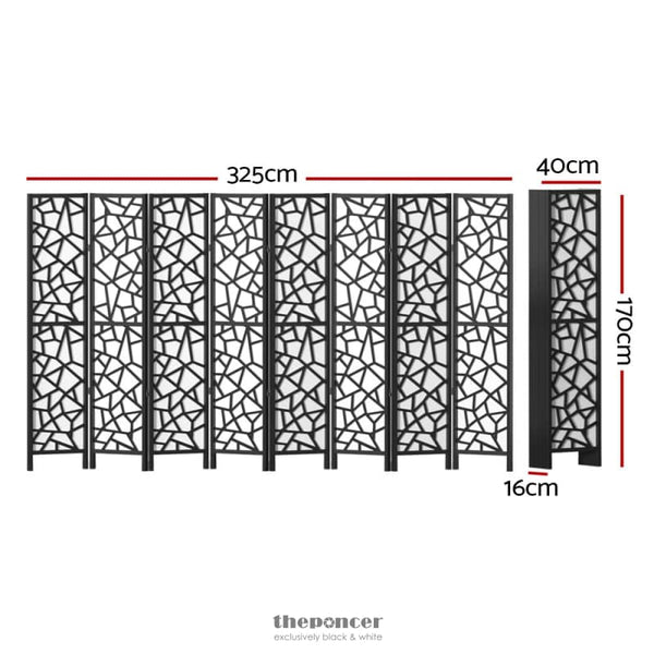 ARTISS 8 PANEL ROOM DIVIDER SCREEN 325X170CM CLOVER BLACK