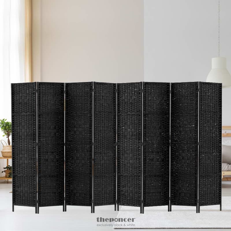 ARTISS 8 PANEL ROOM DIVIDER SCREEN 326X170CM WOVEN BLACK