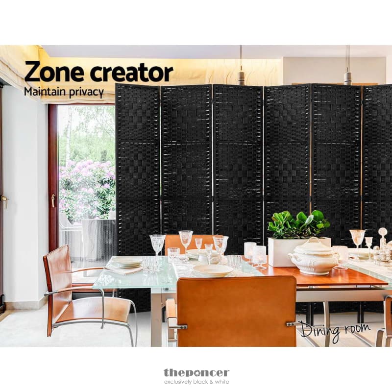 ARTISS 8 PANEL ROOM DIVIDER SCREEN 326X170CM WOVEN BLACK