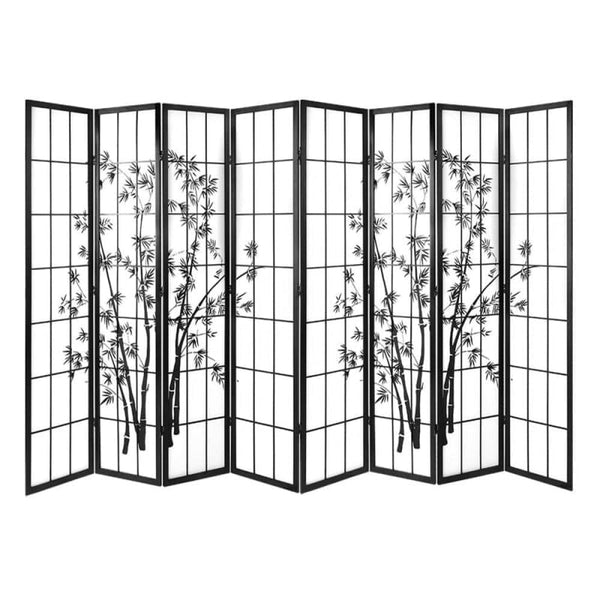 ARTISS 8 PANEL ROOM DIVIDER SCREEN 348X179CM BAMBOO BLACK