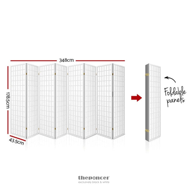 ARTISS 8 PANEL ROOM DIVIDER SCREEN 348X179CM WHITE