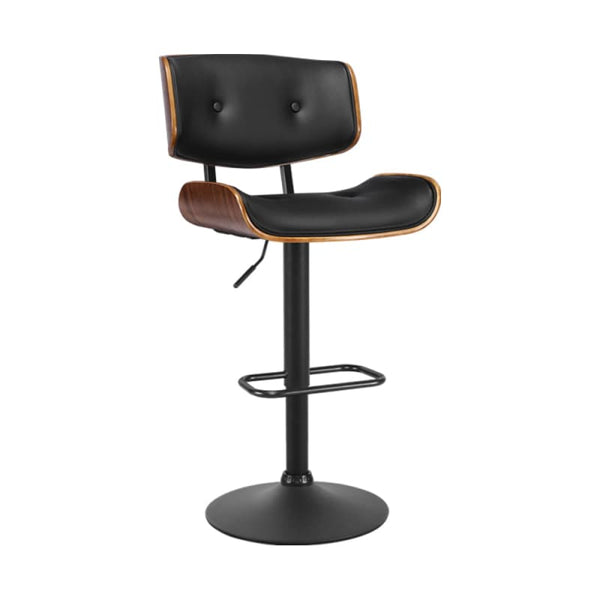ARTISS BAR STOOLS GAS LIFT LEATHER ALL BLACK