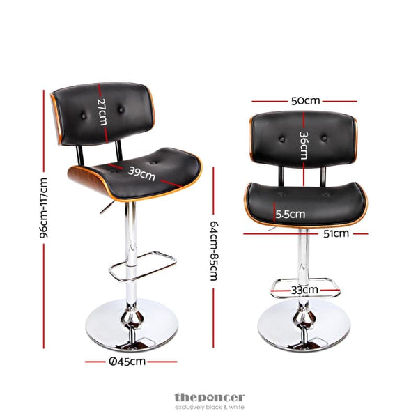 ARTISS BAR STOOLS GAS LIFT LEATHER BLACK