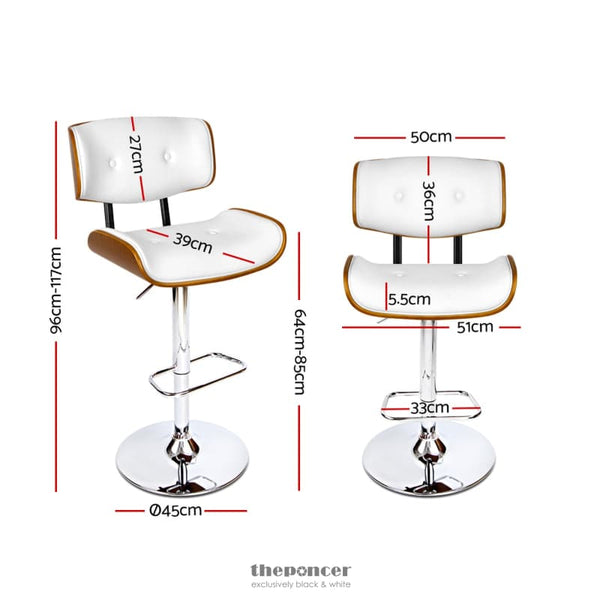 ARTISS BAR STOOLS GAS LIFT LEATHER WHITE