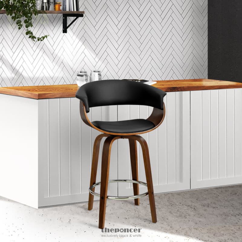 ARTISS BAR STOOLS SWIVEL PU SEAT WOODEN