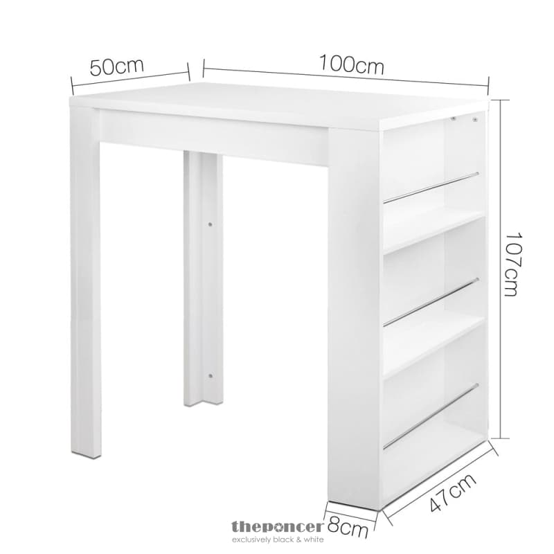 ARTISS BAR TABLE 3-TIER STORAGE SHELVES WHITE