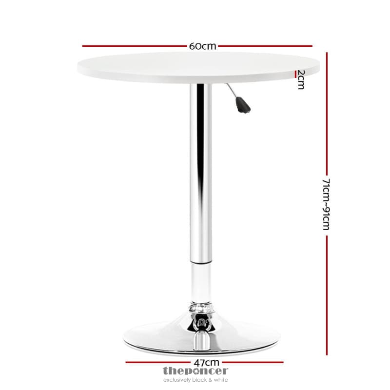 ARTISS BAR TABLE GAS LIFT ROUND WHITE