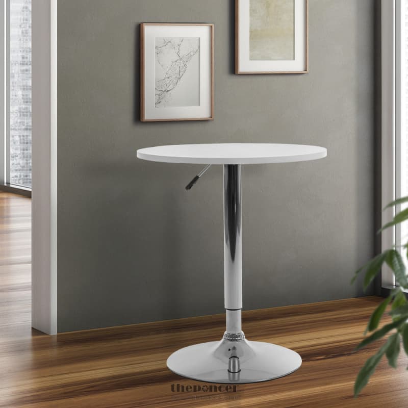 ARTISS BAR TABLE GAS LIFT ROUND WHITE