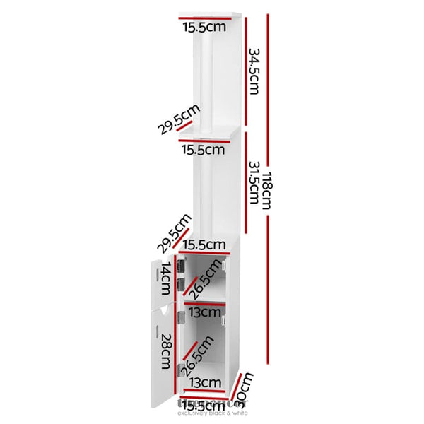 ARTISS BATHROOM CABINET STORAGE 118CM SHELF WHITE