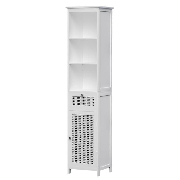 ARTISS BATHROOM CABINET STORAGE 161CM WHITE RATTAN TALLBOY