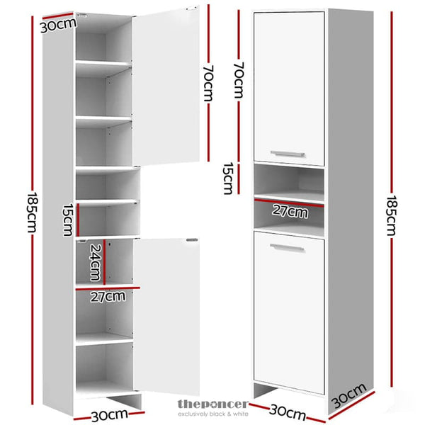 ARTISS BATHROOM CABINET STORAGE 185CM WHITE