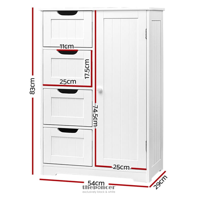 ARTISS BATHROOM CABINET STORAGE DRAWERS WHITE