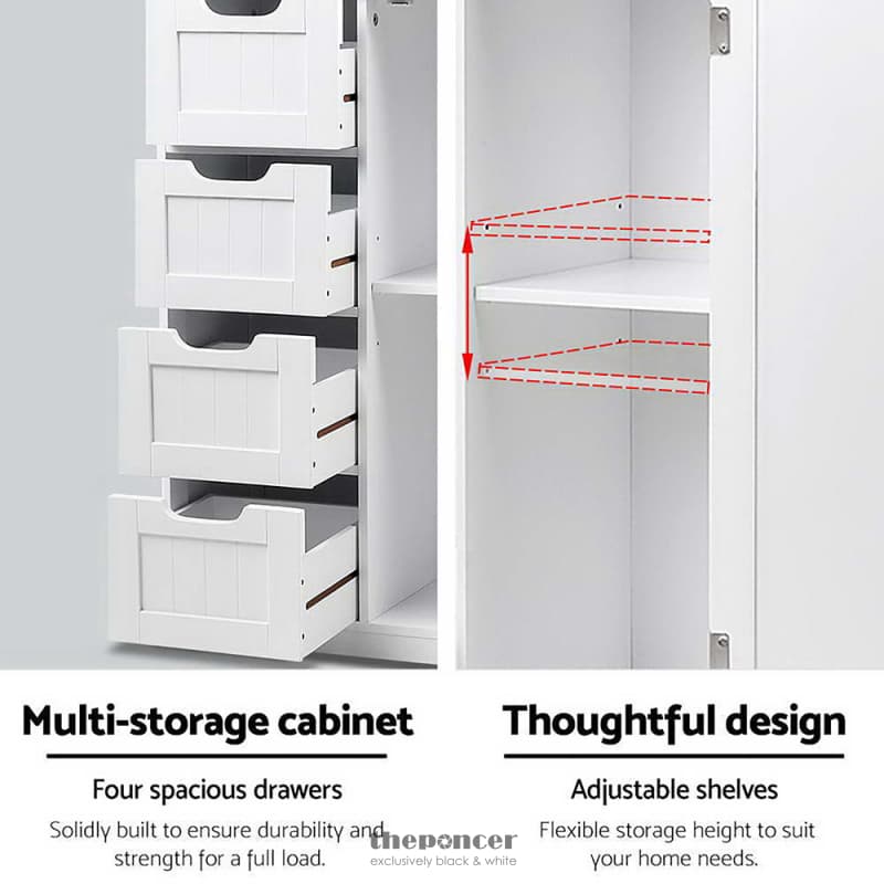 ARTISS BATHROOM CABINET STORAGE DRAWERS WHITE