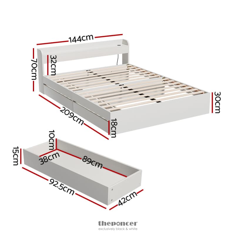 ARTISS BED FRAME DOUBLE SIZE MATTRESS BASE WTIH CHARGING