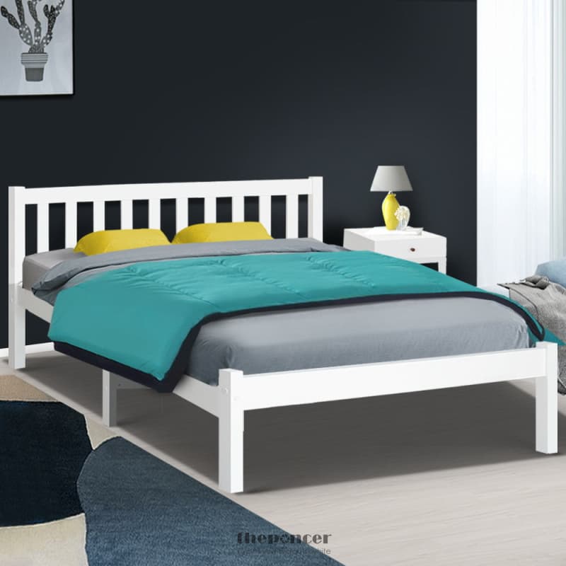 ARTISS BED FRAME DOUBLE SIZE WOODEN WHITE SOFIE