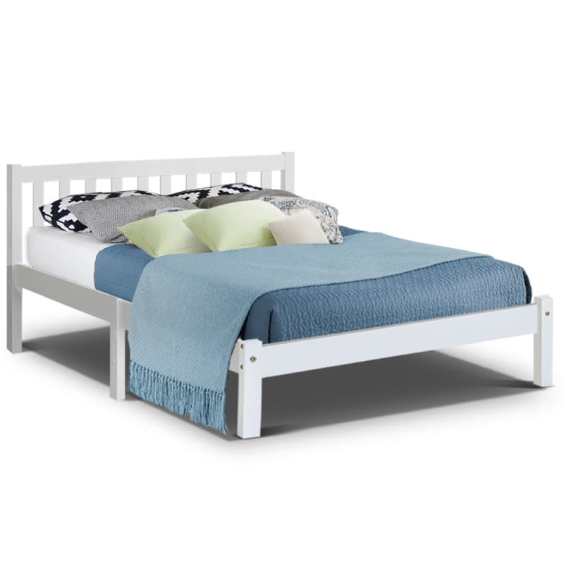 ARTISS BED FRAME DOUBLE SIZE WOODEN WHITE SOFIE