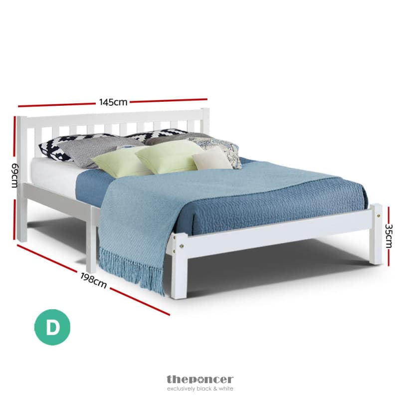 ARTISS BED FRAME DOUBLE SIZE WOODEN WHITE SOFIE