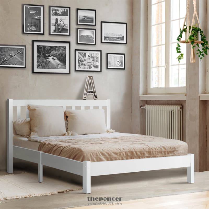 ARTISS BED FRAME DOUBLE SIZE WOODEN WHITE SOFIE