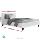 ARTISS BED FRAME KING SINGLE SIZE WHITE NEO