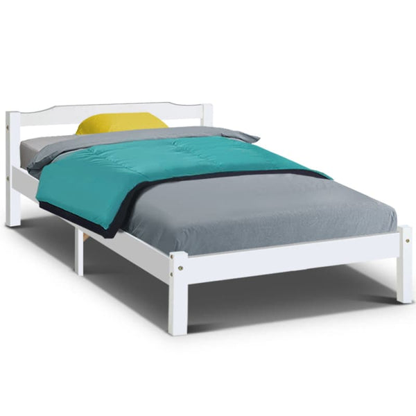 ARTISS BED FRAME KING SINGLE SIZE WOODEN WHITE LEXI