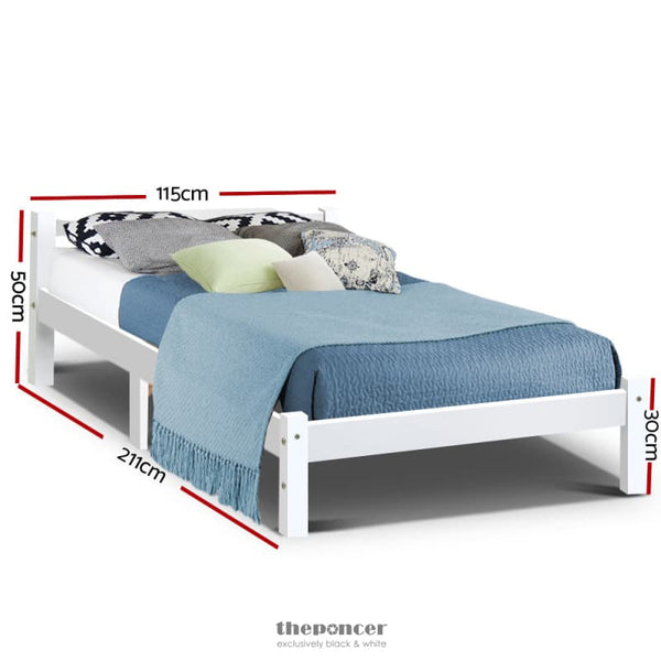 ARTISS BED FRAME KING SINGLE SIZE WOODEN WHITE LEXI