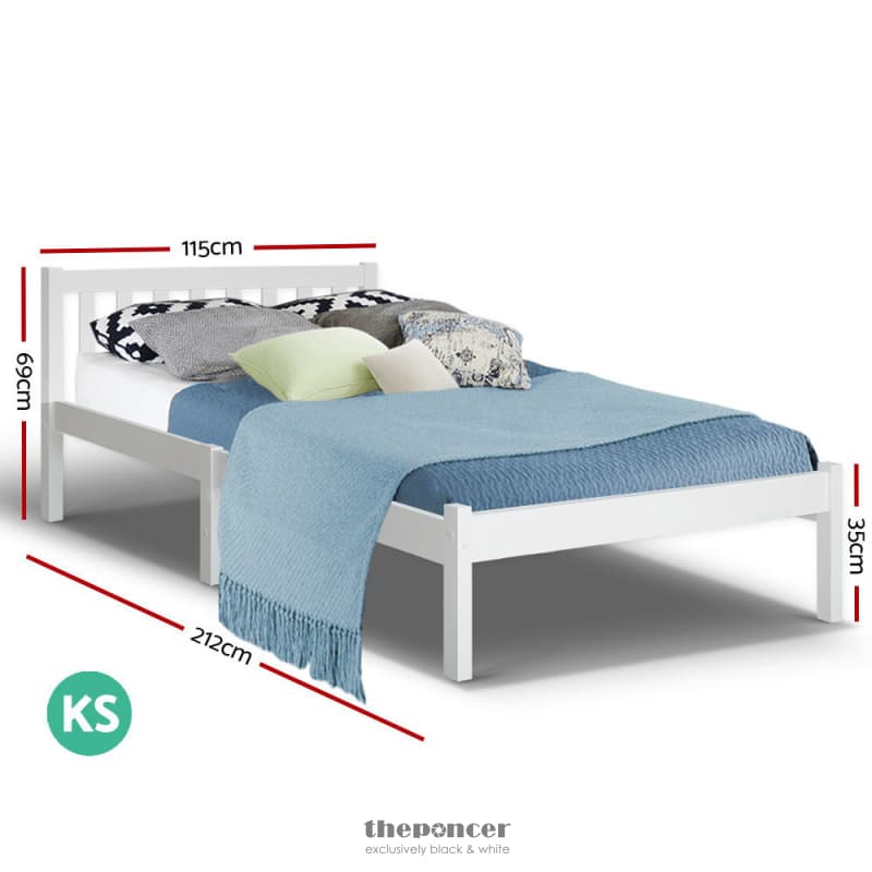 ARTISS BED FRAME KING SINGLE SIZE WOODEN WHITE SOFIE