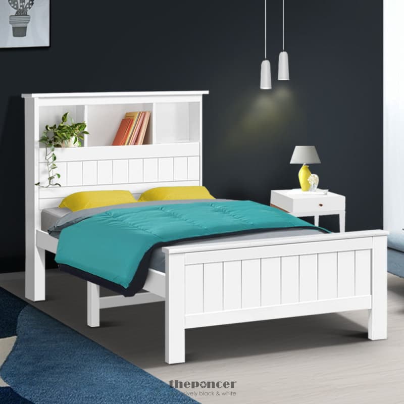 ARTISS BED FRAME KING SINGLE SIZE WOODEN WITH 3 SHELVES BED