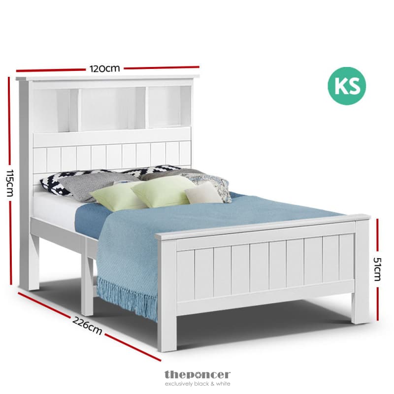 ARTISS BED FRAME KING SINGLE SIZE WOODEN WITH 3 SHELVES BED