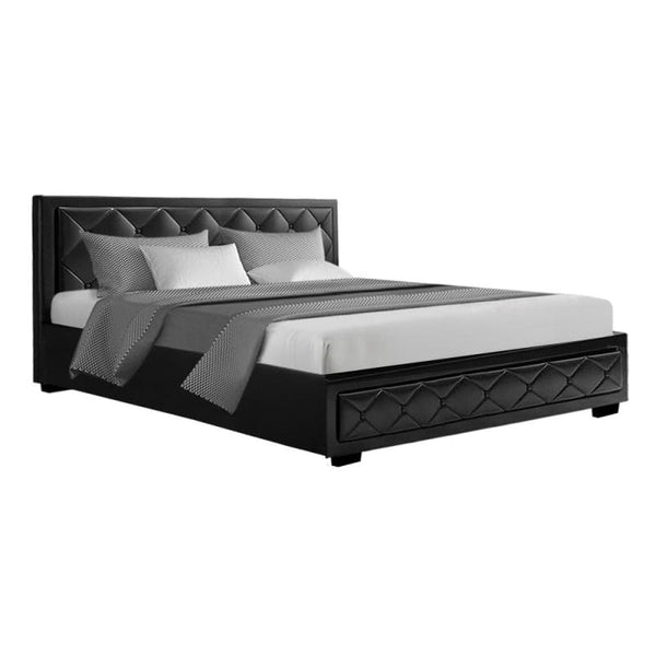 ARTISS BED FRAME KING SIZE GAS LIFT BLACK TIYO