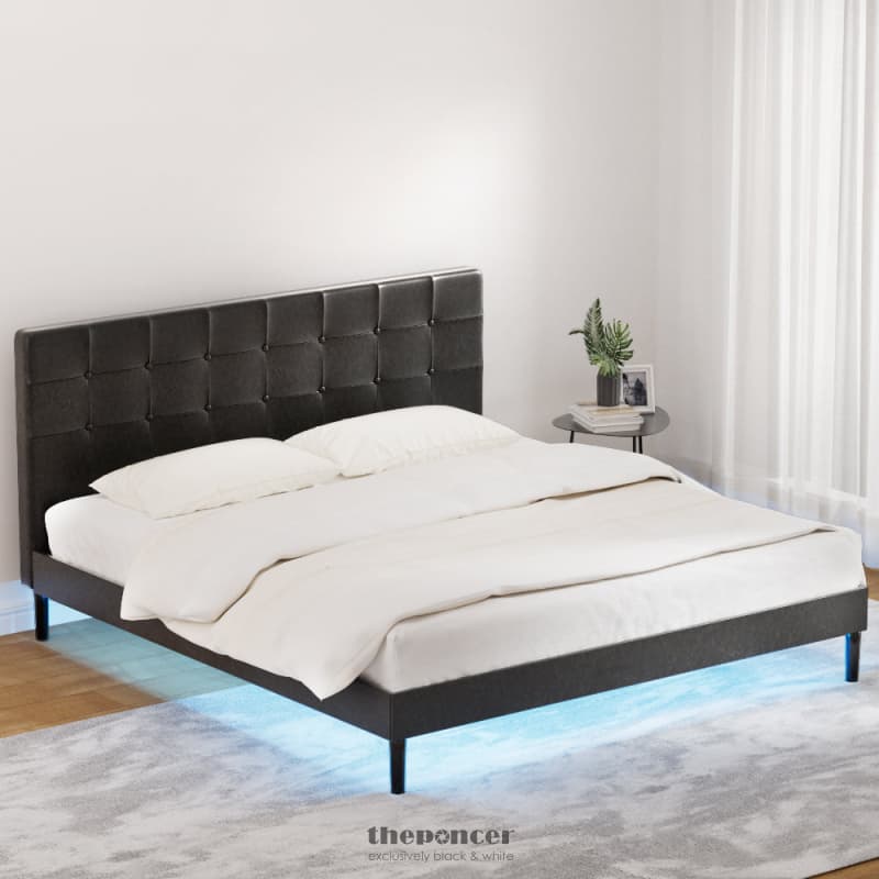 ARTISS BED FRAME KING SIZE LED BLACK RAVI