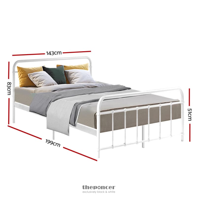 ARTISS BED FRAME METAL FRAMES LEO - DOUBLE (WHITE)