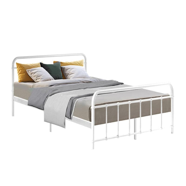 ARTISS BED FRAME METAL FRAMES LEO - DOUBLE (WHITE)