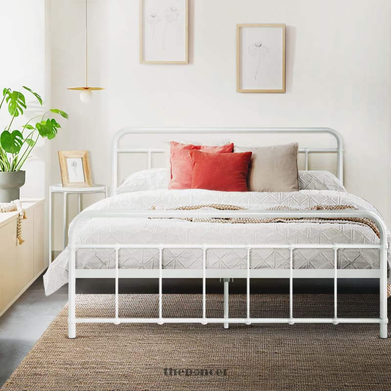 ARTISS BED FRAME METAL FRAMES LEO - DOUBLE (WHITE)