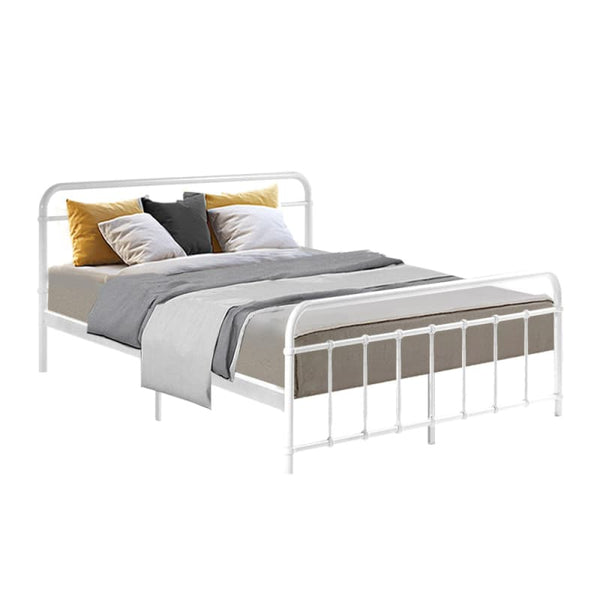 ARTISS BED FRAME METAL FRAMES LEO - QUEEN (WHITE)