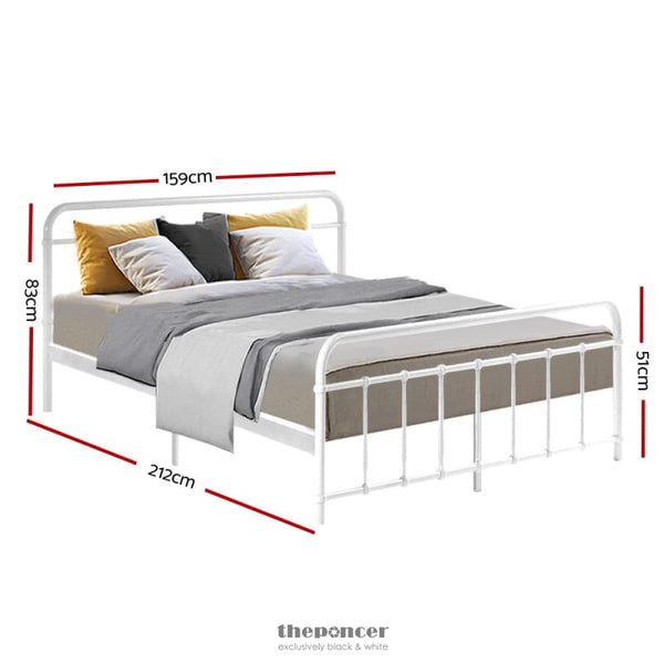 ARTISS BED FRAME METAL FRAMES LEO - QUEEN (WHITE)