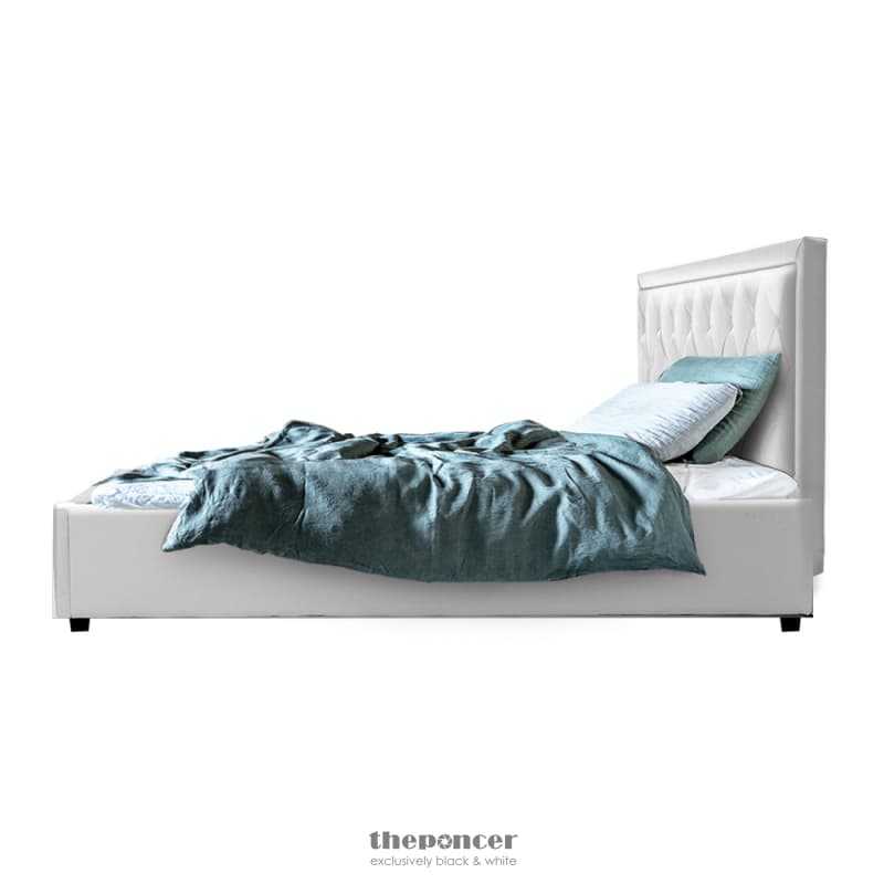 ARTISS BED FRAME QUEEN SIZE GAS LIFT WHITE TIYO