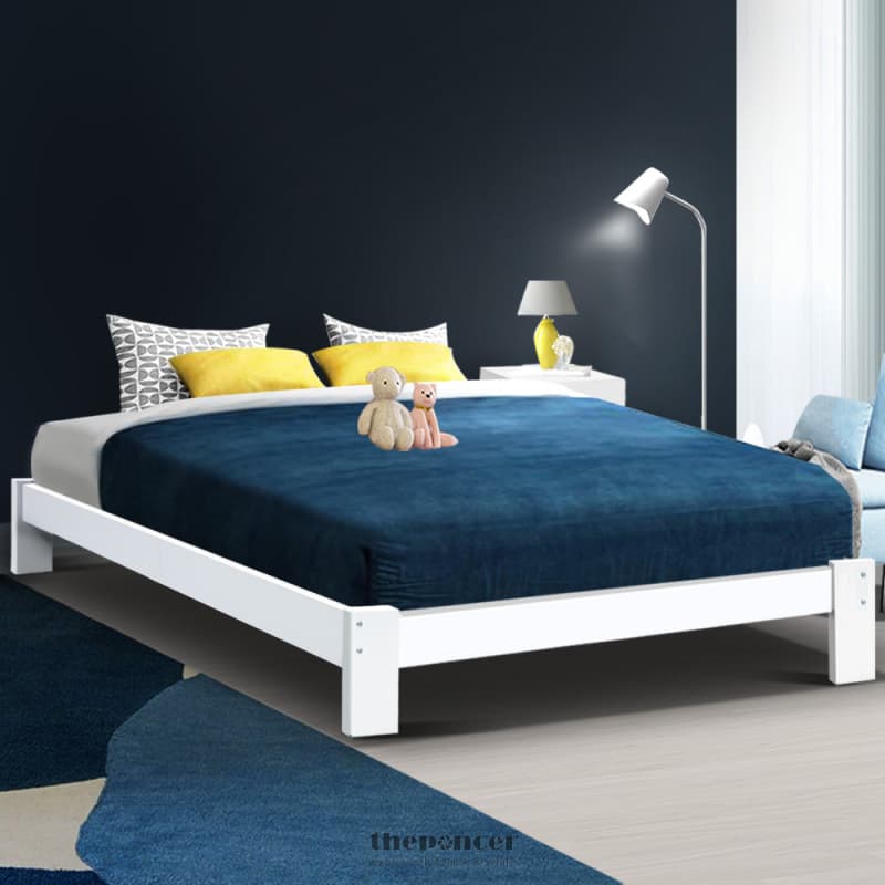 ARTISS BED FRAME QUEEN SIZE WOODEN WHITE JADE