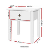 ARTISS BEDSIDE TABLE 1 DRAWER - BOW WHITE
