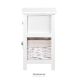 ARTISS BEDSIDE TABLE 1 DRAWER WITH BASKET RUSTIC WHITE X2