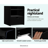 ARTISS BEDSIDE TABLE 1 DRAWER WITH SHELF - FARA BLACK