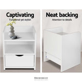 ARTISS BEDSIDE TABLE 1 DRAWER WITH SHELF - FARA WHITE