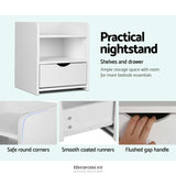 ARTISS BEDSIDE TABLE 1 DRAWER WITH SHELF - FARA WHITE