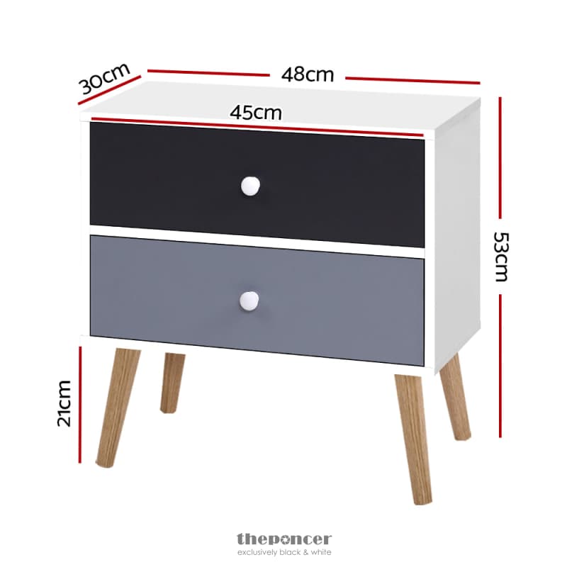 ARTISS BEDSIDE TABLE 2 DRAWERS - BONDS WHITE