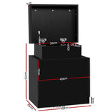 ARTISS BEDSIDE TABLE 2 DRAWERS LIFT-UP STORAGE - COLEY BLACK