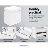 ARTISS BEDSIDE TABLE 2 DRAWERS LIFT-UP STORAGE - COLEY WHITE