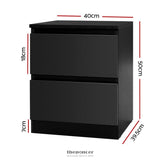 ARTISS BEDSIDE TABLE 2 DRAWERS - PEPE BLACK