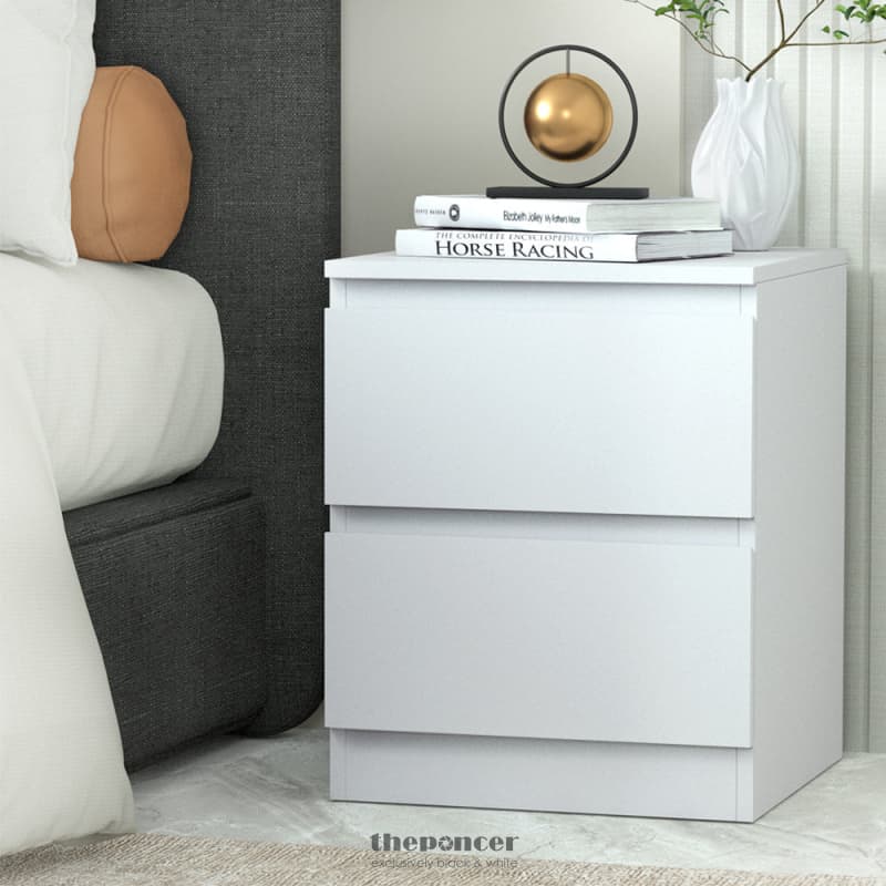 ARTISS BEDSIDE TABLE 2 DRAWERS - PEPE WHITE