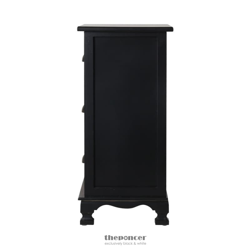 ARTISS BEDSIDE TABLE 3 DRAWERS VINTAGE - THYME BLACK