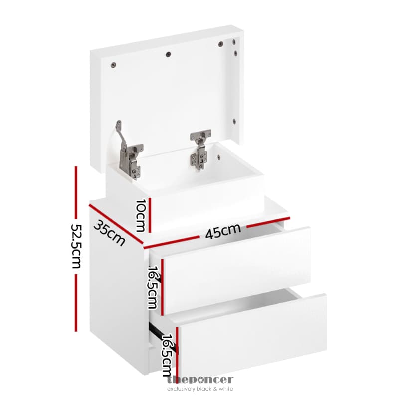 ARTISS BEDSIDE TABLE LED 2 DRAWERS LIFT-UP STORAGE - COLEY