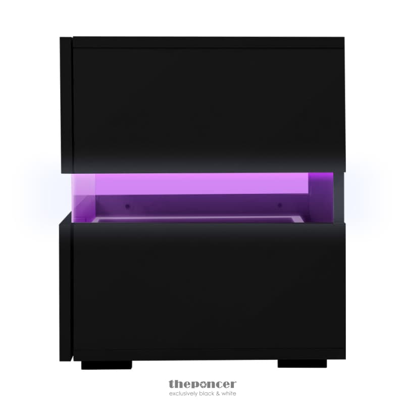 ARTISS BEDSIDE TABLE LED 2 DRAWERS - LUMI BLACK